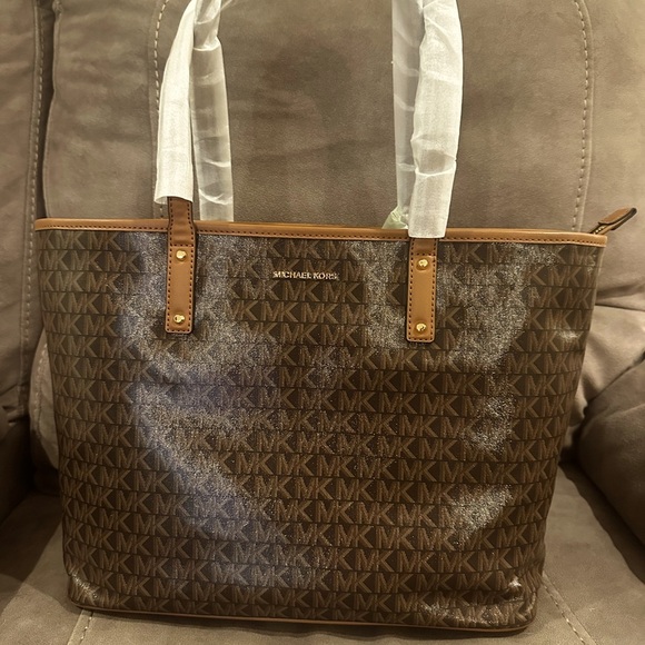Michael Kors Logo Carter Large Top Zip Tote Bag - Picture 1 of 7